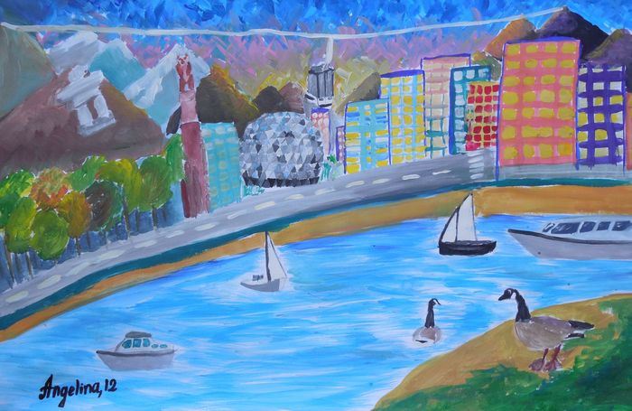 Art Studio PALETTE. Angelina Rudakova Picture.  Tempera Landscape Vancouver BC 